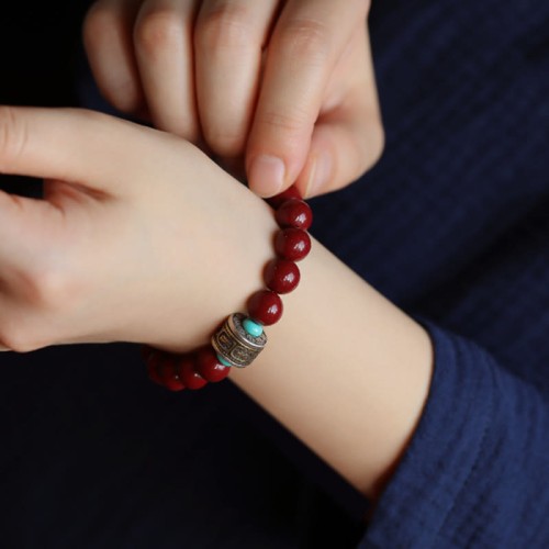 925 Silver Buddha Cinnabar Om Mani Padme Hum Bracelet 925 Silver Buddha Cinnabar Om Mani Padme Hum Bracelet