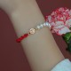 14K Gold Plated Pearl Luck Red String Bracelet 14K Gold Plated Pearl Luck Red String Bracelet