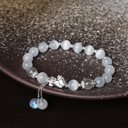 Cat's Eye Moonstone Strawberry Quartz PiXiu Bracelet Cat's Eye Moonstone Strawberry Quartz PiXiu Bracelet