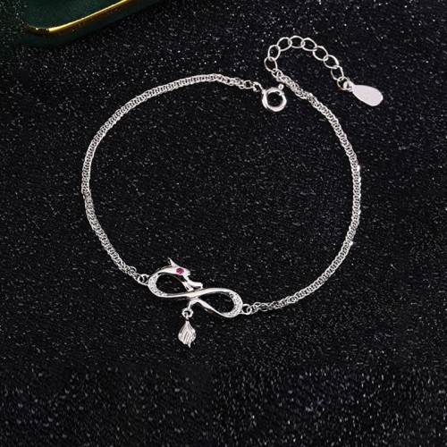 Year of the Dragon 999 Sterling Silver Zircon Knot Charm Bracelet Year of the Dragon 999 Sterling Silver Zircon Knot Charm Bracelet