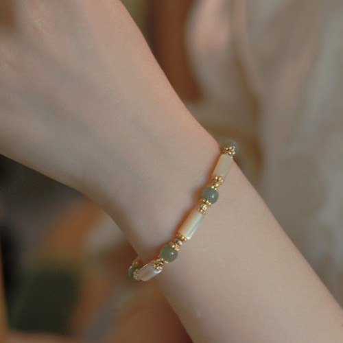 14K Gold Plated Hetian Jade Bamboo Bracelet 14K Gold Plated Hetian Jade Bamboo Bracelet