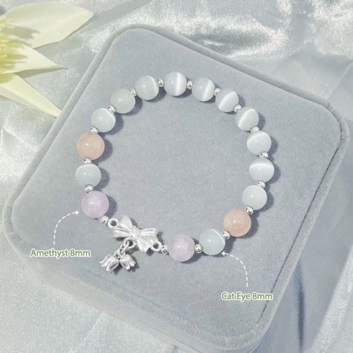 Cat's Eye Lavender Amethyst Rosette Charm Bracelet