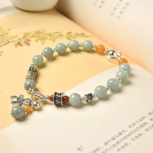 925 Silver Jade Amber PiXiu Success Bracelet 925 Silver Jade Amber PiXiu Success Bracelet