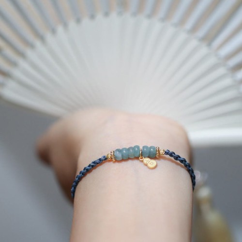 925 Silver Natural Jade Gourd Rutilated Quartz Fu Character Bracelet 925 Silver Natural Jade Gourd Rutilated Quartz Fu Character Bracelet