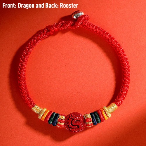Year of the Dragon 925 Silver Cinnabar Auspicious Bracelet Year of the Dragon 925 Silver Cinnabar Auspicious Bracelet