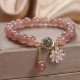 Strawberry Quartz Daisy Flower Charm Healing Bracelet Strawberry Quartz Daisy Flower Charm Healing Bracelet