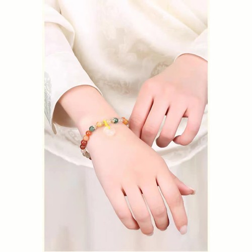 14K Gold Plated Golden Silk Jade Peace Buckle Bracelet 14K Gold Plated Golden Silk Jade Peace Buckle Bracelet