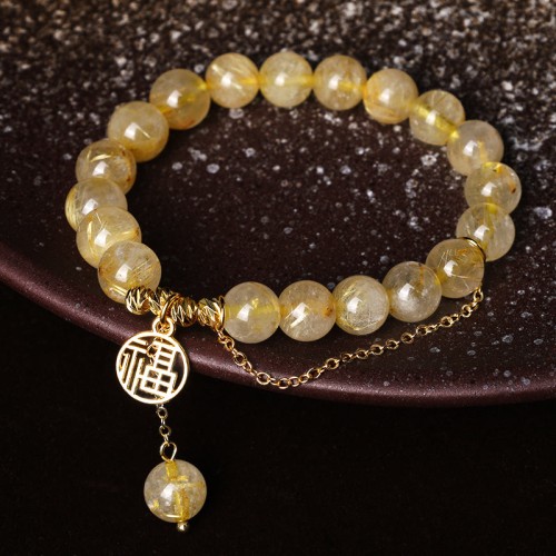 Citrine Fu Character Happiness Bracelet