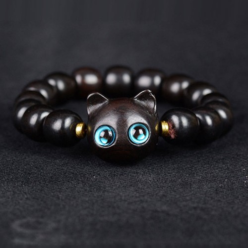 Ebony Wood Green Sandalwood Lovely Cat Bracelet Ebony Wood Green Sandalwood Lovely Cat Bracelet