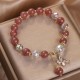 Natural Strawberry Quartz Butterfly Charm Bracelet Natural Strawberry Quartz Butterfly Charm Bracelet