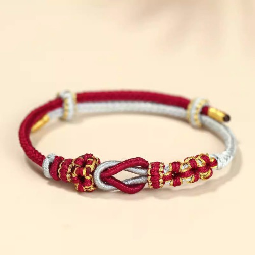 Handmade Peach Blossom Peace Knot Luck Bracelet