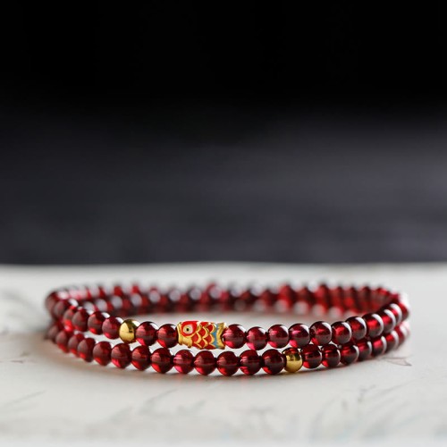 999 Gold Koi Fish Garnet Protection Bracelet 999 Gold Koi Fish Garnet Protection Bracelet