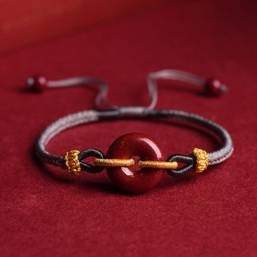 Handmade Cinnabar Peace Buckle Blessing Bracelet Handmade Cinnabar Peace Buckle Blessing Bracelet