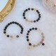 Natural Silver Sheen Obsidian Heart Star Flower Protection Bracelet