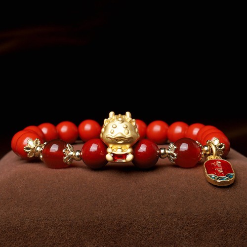 Year of the Dragon Cinnabar Ingot Protection Bracelet Year of the Dragon Cinnabar Ingot Protection Bracelet