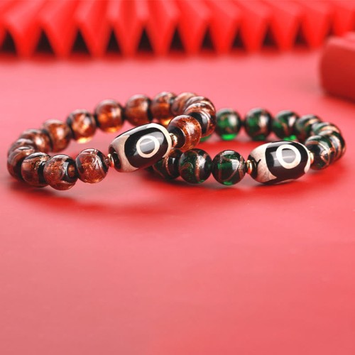 Tibetan Nine-Eye Dzi Bead Wealth Bracelet Tibetan Nine-Eye Dzi Bead Wealth Bracelet