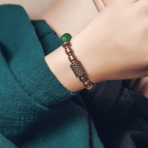 Tibetan Red & Green Agate Copper Confidence Bracelet Tibetan Red & Green Agate Copper Confidence Bracelet