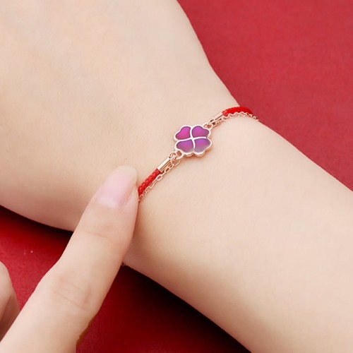 925 Sterling Silver Color-changing Four Leaf Clover Bracelet 925 Sterling Silver Color-changing Four Leaf Clover Bracelet