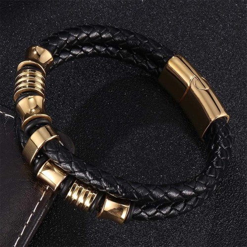 Layered Leather Weave Fortune Bracelet Layered Leather Weave Fortune Bracelet