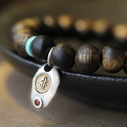 Vietnam Qinan Agarwood Turquoise Balance Strength Bracelet Vietnam Qinan Agarwood Turquoise Balance Strength Bracelet