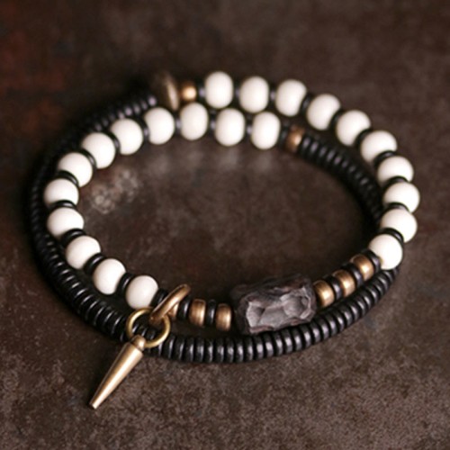 Yak Bone Ebony Wood Copper Strength Bracelet Yak Bone Ebony Wood Copper Strength Bracelet