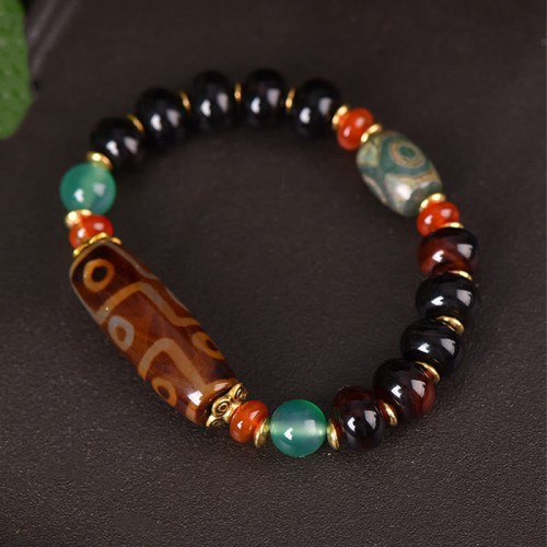 Tibetan Nine-Eye Dzi Bead Protection Bracelet