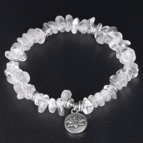 Natural White Crystal Lotus Healing Bracelet