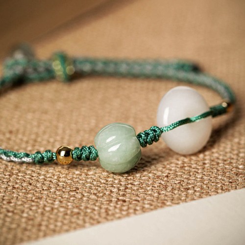 White Jade Peace Buckle Pumpkin Bead Luck Bracelet White Jade Peace Buckle Pumpkin Bead Luck Bracelet