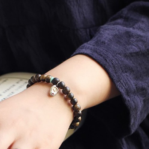 Vietnam Qinan Agarwood Turquoise Balance Strength Bracelet Vietnam Qinan Agarwood Turquoise Balance Strength Bracelet
