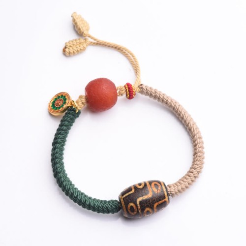 Handmade Tibetan Nine-Eye Dzi Bead Wealth Rope Bracelet Handmade Tibetan Nine-Eye Dzi Bead Wealth Rope Bracelet