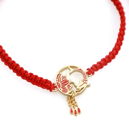 Handmade Lotus Koi Fish Lucky Red Bracelet Handmade Lotus Koi Fish Lucky Red Bracelet