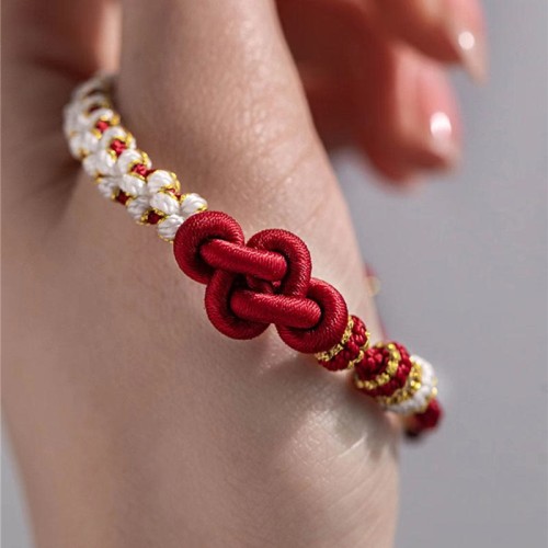 Handmade True Love Knot Peach Blossom Bracelet Handmade True Love Knot Peach Blossom Bracelet