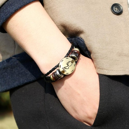 12 Constellations Hematite Leather Bracelet 12 Constellations Hematite Leather Bracelet