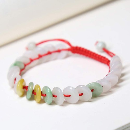 Round Jade Lucky Red String Weave Bracelet Round Jade Lucky Red String Weave Bracelet