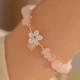 Gold-Plated Pink Crystal Flower Love Bracelet Gold-Plated Pink Crystal Flower Love Bracelet
