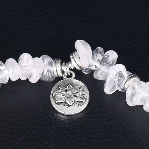 Natural White Crystal Lotus Healing Bracelet