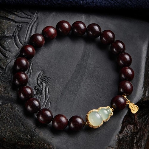 Red Sandalwood Gourd Jade Calm Bracelet