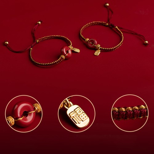 Cinnabar Fu Character Blessing Braided Bracelet Cinnabar Fu Character Blessing Braided Bracelet