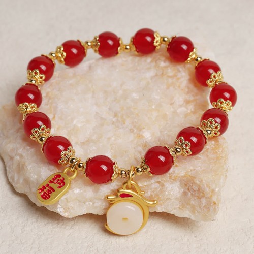 Year of the Dragon Red Agate Green Aventurine Bracelet Year of the Dragon Red Agate Green Aventurine Bracelet
