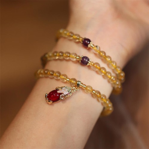 Citrine Amethyst PiXiu Prosperity Bracelet