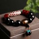 Tibetan Nine-Eye Dzi Black Onyx Wealth Bracelet