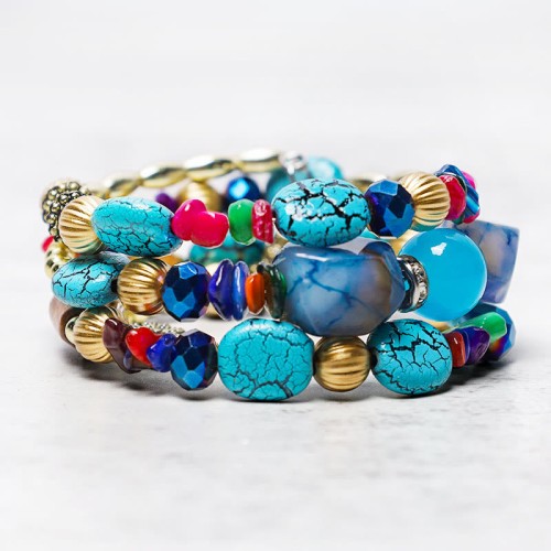 Turquoise Agate Beads Blessing Bracelet Turquoise Agate Beads Blessing Bracelet