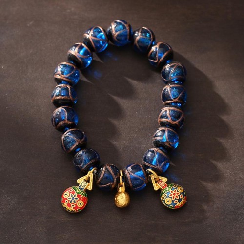Gold Swallowing Beast Liuli Glass Bead Fortune Bracelet Gold Swallowing Beast Liuli Glass Bead Fortune Bracelet