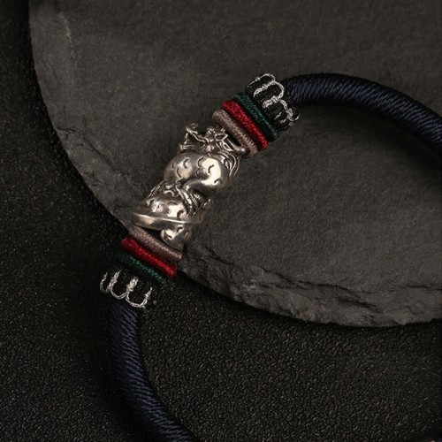 Sterling Silver Year of the Dragon Luck Rope Bracelet