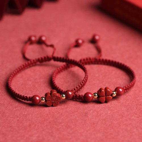 Four Leaf Clover Cinnabar Blessing Bracelet Four Leaf Clover Cinnabar Blessing Bracelet