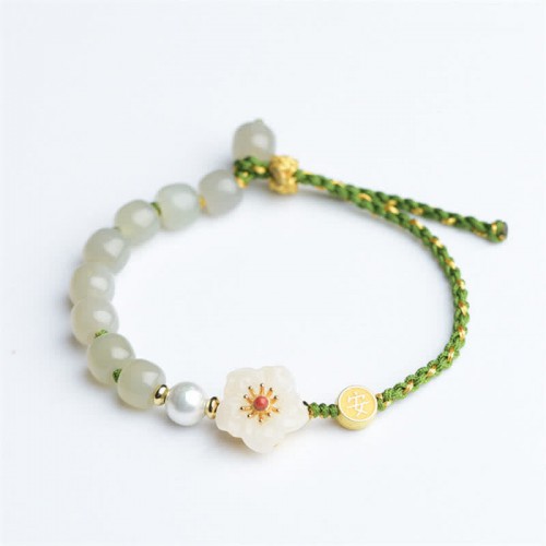 Hetian Jade Peach Blossom Luck Bracelet Hetian Jade Peach Blossom Luck Bracelet