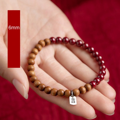 925 Sterling Silver Peach Wood Cinnabar Evil Spirit Bracelet 925 Sterling Silver Peach Wood Cinnabar Evil Spirit Bracelet