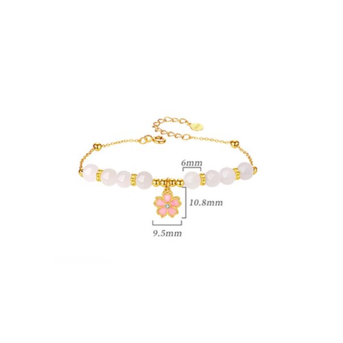 925 Sterling Silver Hetian White Jade Cherry Blossom Protection Bracelet 925 Sterling Silver Hetian White Jade Cherry Blossom Protection Bracelet