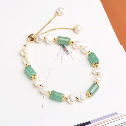 Green Aventurine Pearl Pink Crystal Luck Bracelet Green Aventurine Pearl Pink Crystal Luck Bracelet