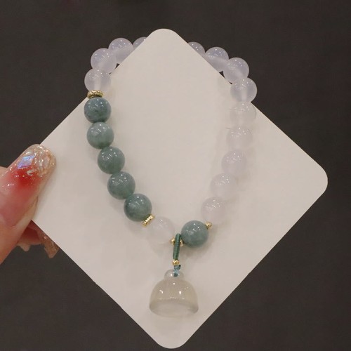 White Agate Jade Lotus Peace Buckle Protection Bracelet White Agate Jade Lotus Peace Buckle Protection Bracelet